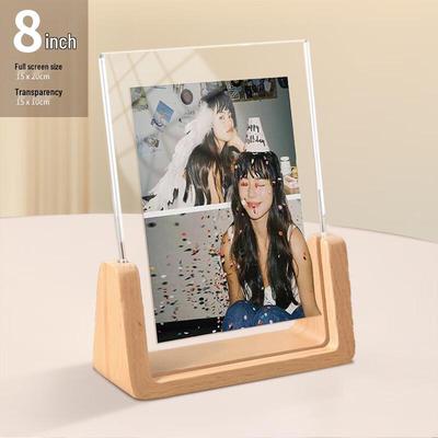 Solid Wood U-Shaped Acrylic Desktop Photo Frame