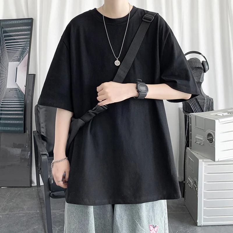 Men's Cotton Oversized T-shirt Loose Tops Tshirts For Clothing Breathable Casual Pattern Short Sleeve Tees Streetwear Recommend