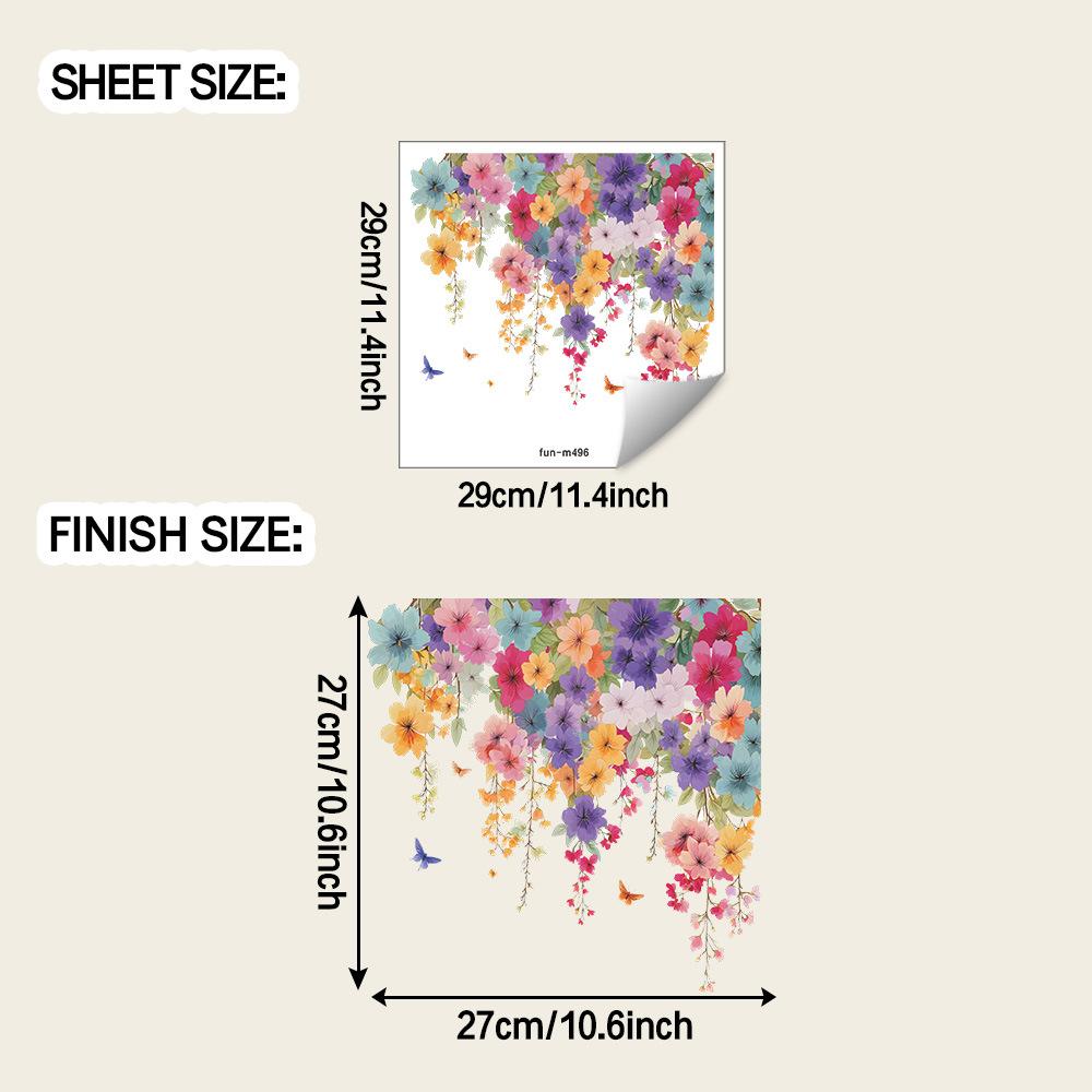 

Painted Fresh Flowers, Flower Vines, Butterflies, Bathroom Toilet Decoration and Beautification Stickers