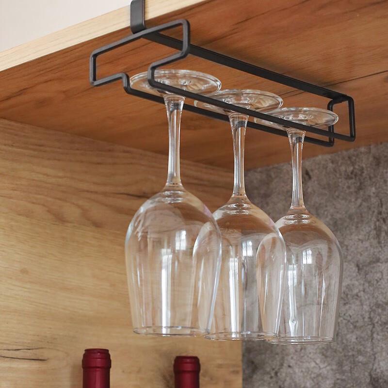Punch-free Inverted Iron Art Hanging Wine Glass Rack for Home Bar Storage