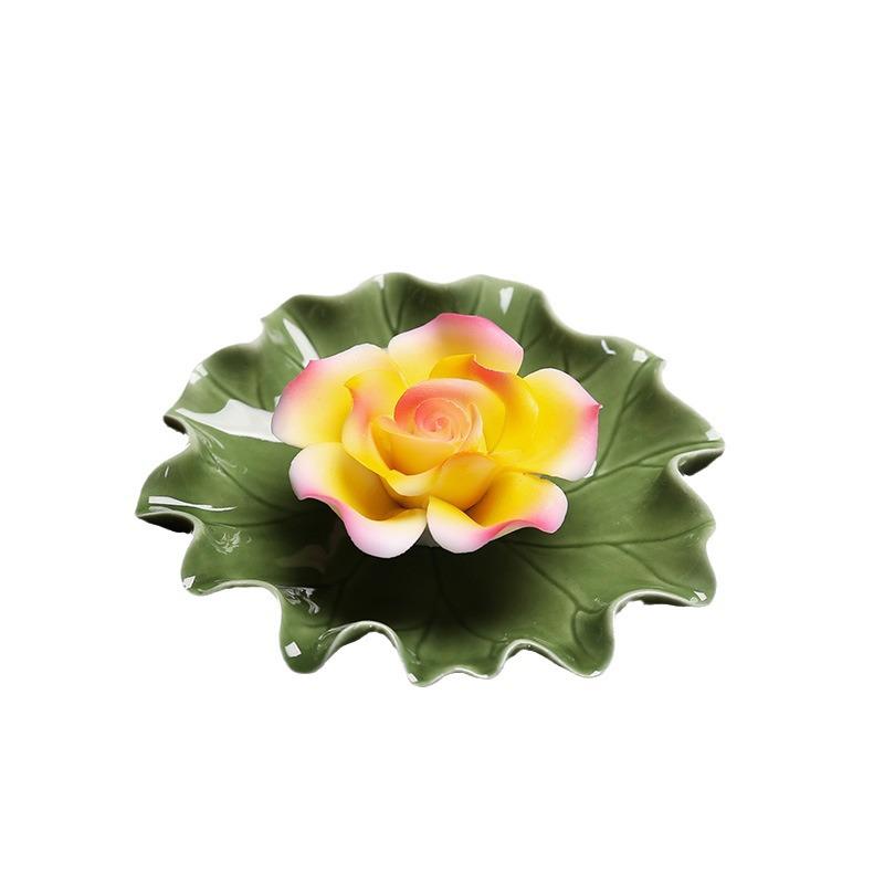 Summer Lotus Leaf Incense Holder: Handcrafted, Four Colors, Perfect for Tea Room or Table.