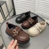 Students Leather Shoes British Style Retro Kids Flat Shoes Double Hook&loop 2025 New Children Uniform Shoes Non-slip Soft Sole