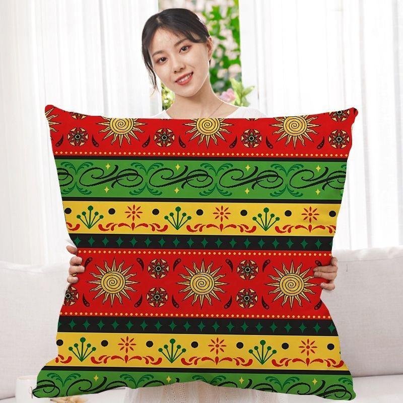 Double-Sided Bohemian Print Ethnic Style Pillow Cover Sofa Living Room Cushion Cover Geometric Pillow Square Pillowcase