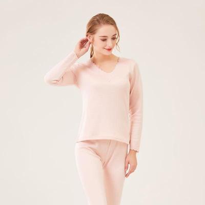 Tangge Women's Mulberry Silk Thermal Underwear Set - Brushed, Thickened, No Lint or Pricking, for Autumn and Winter.