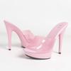 Women One Strap Heeled Slides, 13CM Thin High Heels, Sexy Open Toe Summer Fashion Party Sandals,Ladies Slip-on Mule Shoes