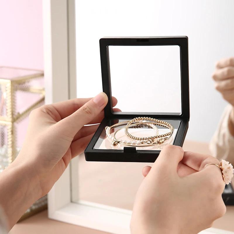 Jewelry Ring Earring Display Stand Box PE Film Pendant Holder Coin Badge Medal Storage Loose Diamond Gem Stone Presentation Case