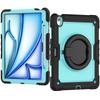 For iPad Air 13 M2 M3 2025, Military Grade Shockproof Protective Silicone Cover 360 Folding Handle Grip + Handle Shoulder Strap