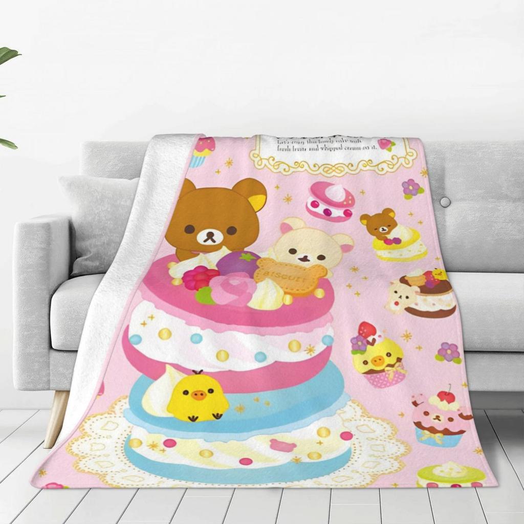 Cartoon Rilakkuma Anime Girls Blanket Super Soft Novelty Plush Throw Blanket For Home Decor Travel Flannel Bedspread Bed Cover