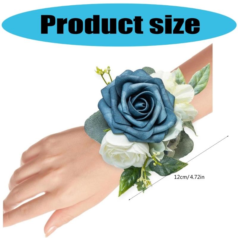 Elegant Wrist Flower For Bride Bridesmaid Fabric Artificial Rose Wrist Corsage Wedding Accessory Formal Event Decoration