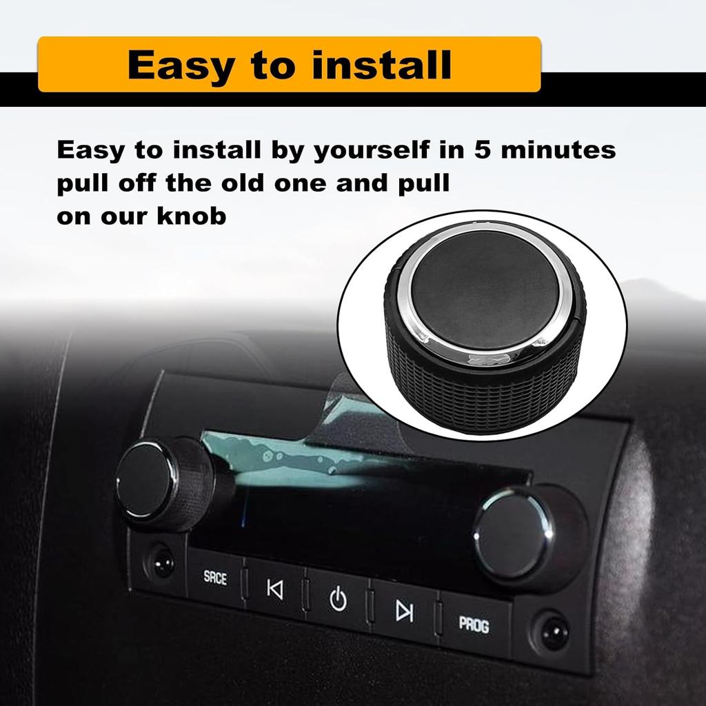 Car Rear Radio Volume Control Knob, Radio Repair Kit Replacement Button Compatible with 07-13 Chevy Tahoe Chevrolet Silverado GMC Acadia Sierra