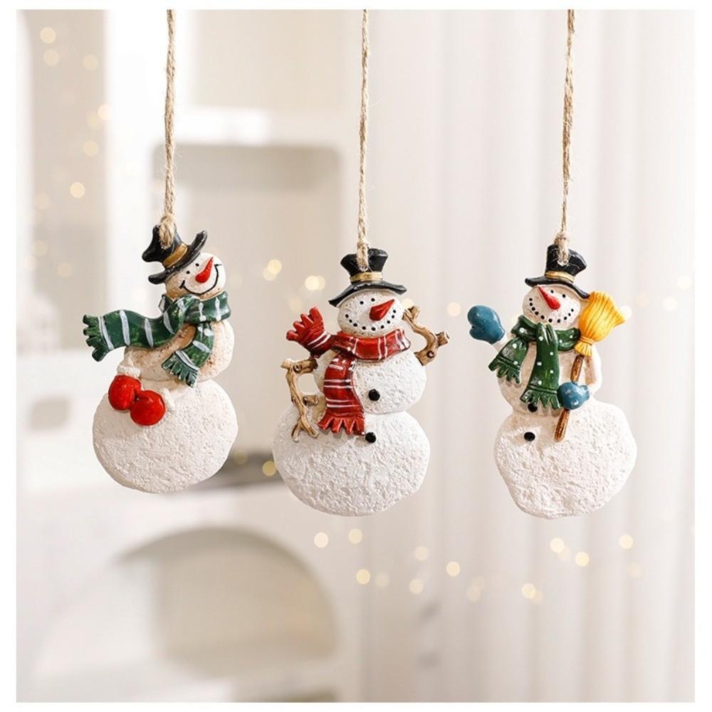 Retro Resin Christmas Tree Hanging Santa Claus Snowman Small Xmas Tree Ornaments DIY Christmas Decorations Party Supplies
