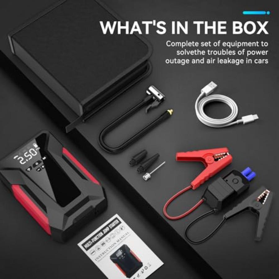 Jump Starter with Air Compressor4000A Portable Car Battery Jump Starter 10L Gas/8.5L Diesel 12V Battery Charger Booster 150PSI
