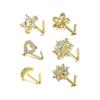 6Pcs 20G Stainless Steel L Shaped Nose Rings Hypoallergenic Flower Heart Star Nose Studs Piercing Jewelry Gift for Women