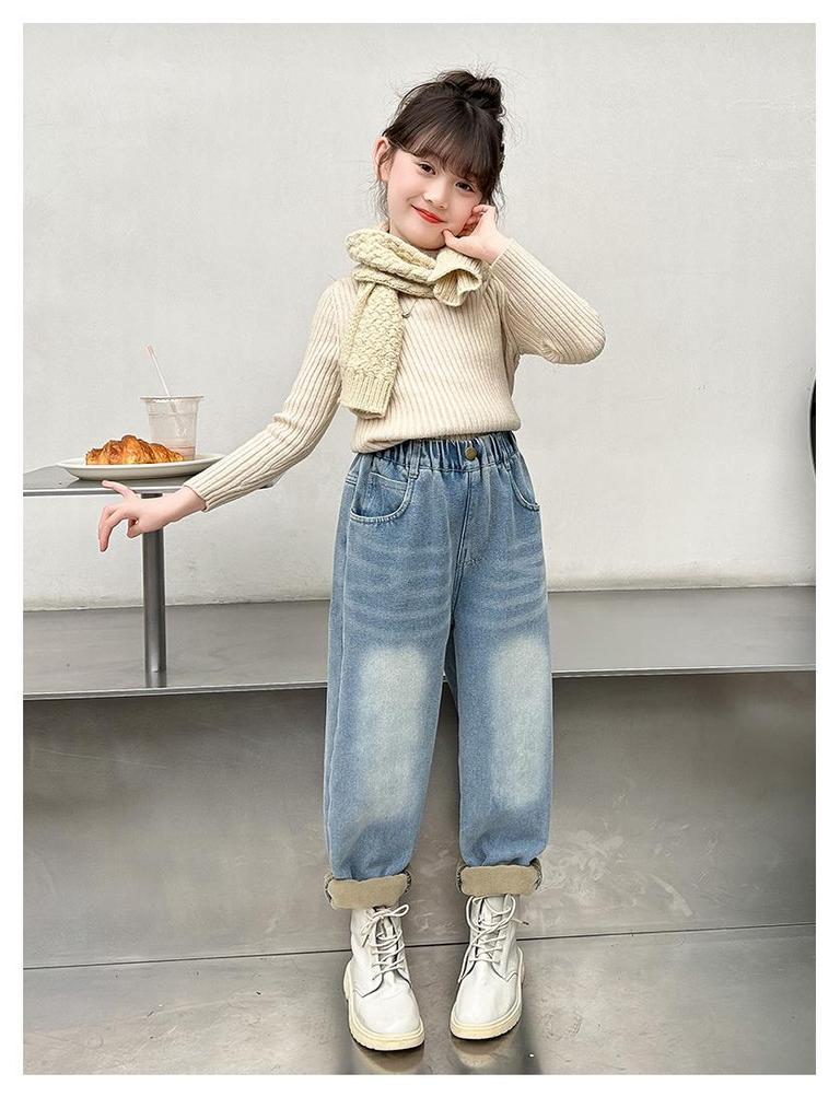 2025 Stylish Girls' Spring/Autumn Jeans - Trendy Straight-Leg Children's Trousers