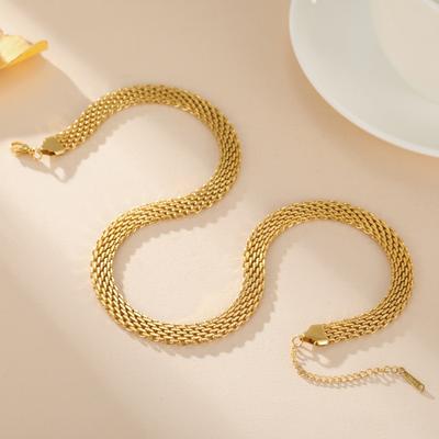 Stainless Steel Gold Color Mesh Chain Necklaces for Women Trendy Jewelry Wide Necklaces Party Birthday Gift 2026 New Wholesale