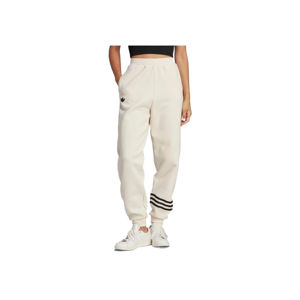 Adidas Campus 00s Series Logo Embroidered Elastic Waist Knitted Joggers Women Bottoms Cream-White IB7320