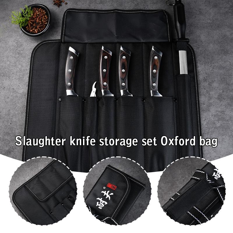 Chef Knife Bag Cleaver Knives Black Canvas Roll Bags Scabbard Portable Storage Carry Organizer Kitchen Tools Knives Holder