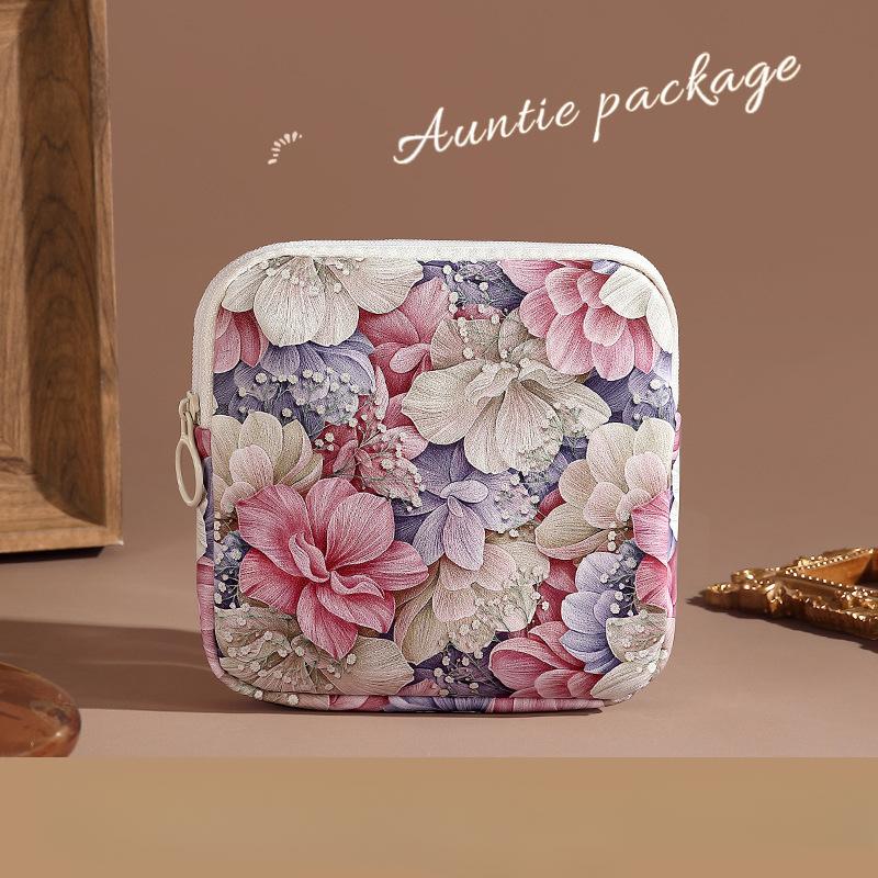 Large Capacity Sanitary Pads Bag Portable Mini Data Cables Organizer Multipurpose Women Girls Cosmetic Makeup Bag Coin Purse