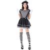 Volwassen Gestreept Mime Clown Bretels Tutu Circus Kostuum Halloween Feest Podiumkleding
