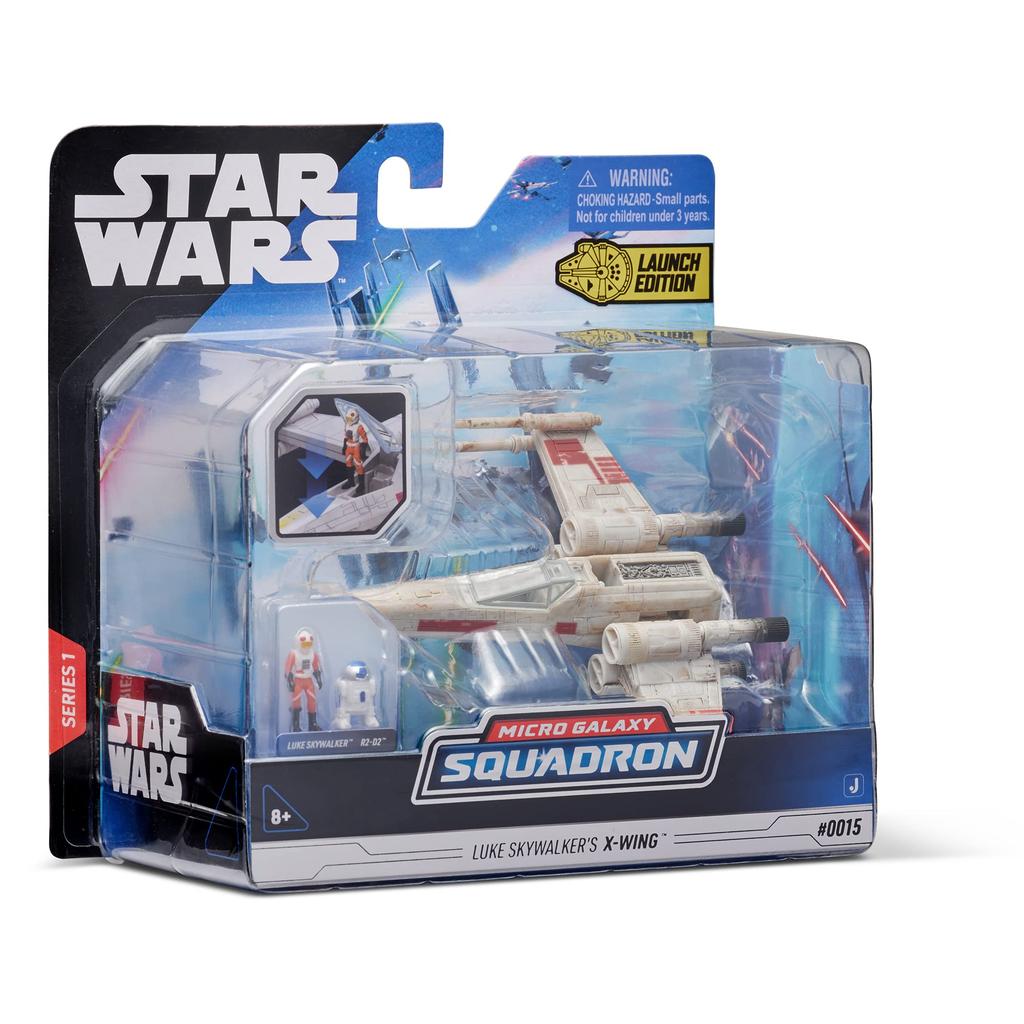 Star Wars Micro Galaxy Squadron Hvězdná stíhačka třídy Luke Skywalkerův X-Wing - 5" vozidlo s 1" mikrofigurkou Lukea Skywalkera a R2-D2