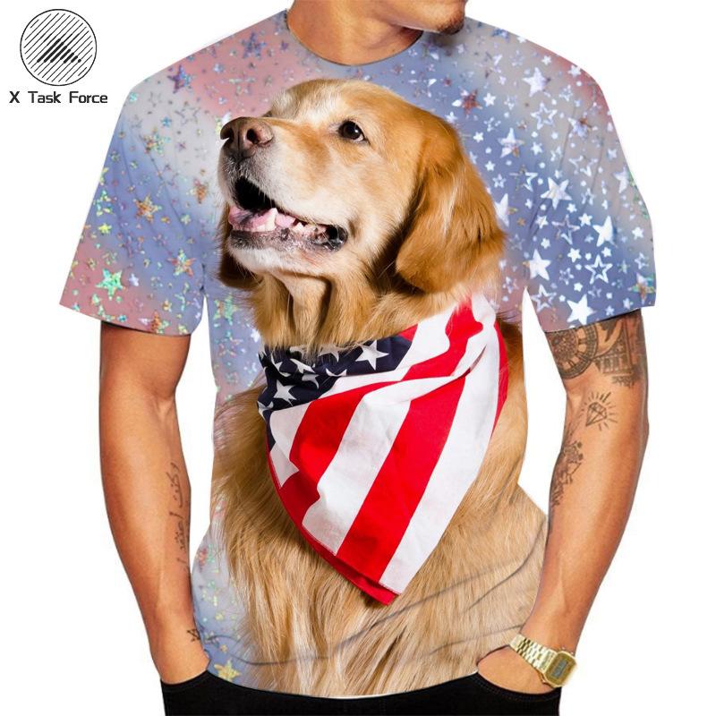 

Летний топ с круглым вырезом и принтом 3D-собаки, модные повседневные футболки с короткими рукавами для мужчин XXL