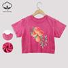 Fresh Peaches Prints Cotton Washed T-Shirts All-Math Summer Lace Hem Crop Tops Distressed O-Neck Short Sleeve Casual Clothes
