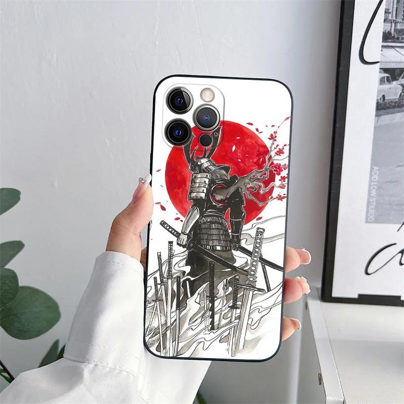 Japan Samurai Demon Anime Phone Case for iPhone 11 15 Pro Max Case Coque 14 Plus 13 Pro 12 11 X XS XR 7 8 SE 2020 TPU Soft Cover