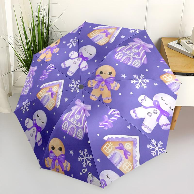 

1pc Gingerbread House Automatic Opening and Closing Folding Umbrella with 8 Iron Ribs - Portable, Foldable for Travel yy251124073