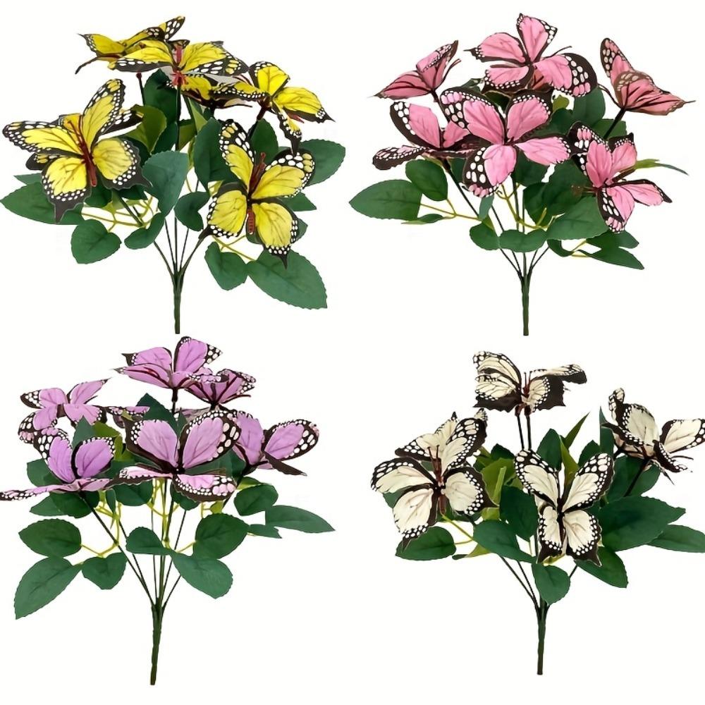 Vibrant Artificial Butterfly Flower Arrangements - Multi-Color Plastic Blooms for Indoor/Outdoor, Window Box, Pot & Party Decor
