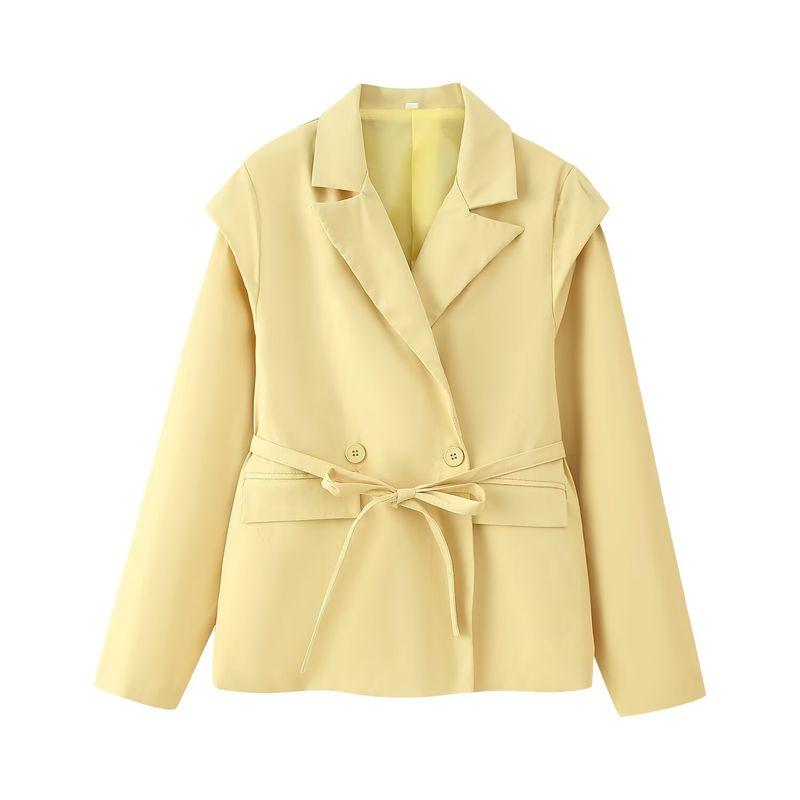 Kaslead New Women Clothes Western Style Fashion Simple Five-Color Lace-up Long Sleeve Blazers