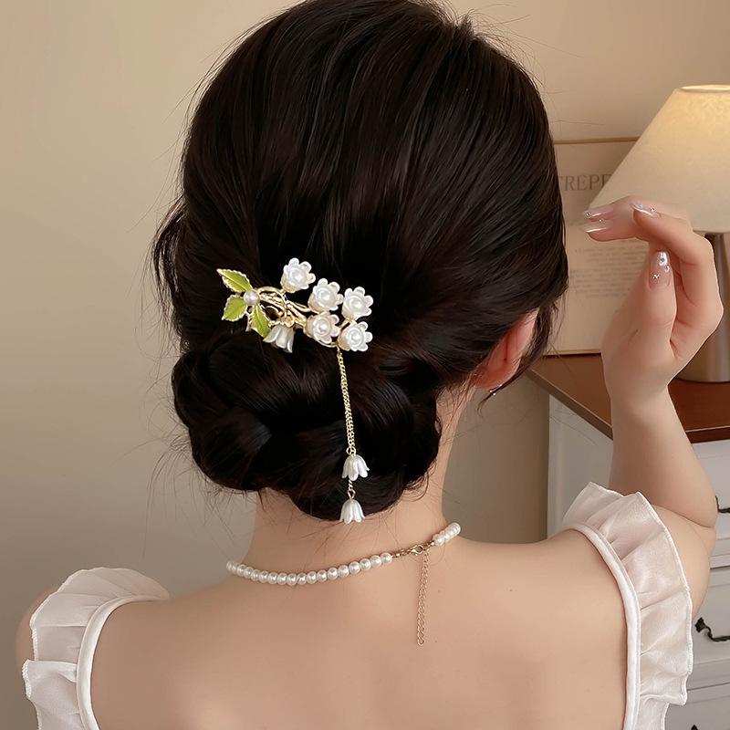 Retro Fan-Shaped Tassel Hair Comb - Hanfu Headdress Accessory Hairpin