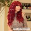 European and  American Style Women’s Fashion Red Curly Wig Full Wig with Blunt Bangs Long Wavy Wig