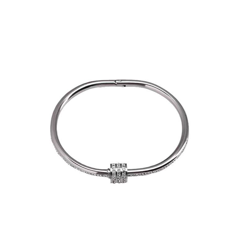 2024 Hot Trend Silver & Diamond Titanium Steel Bangle for Women