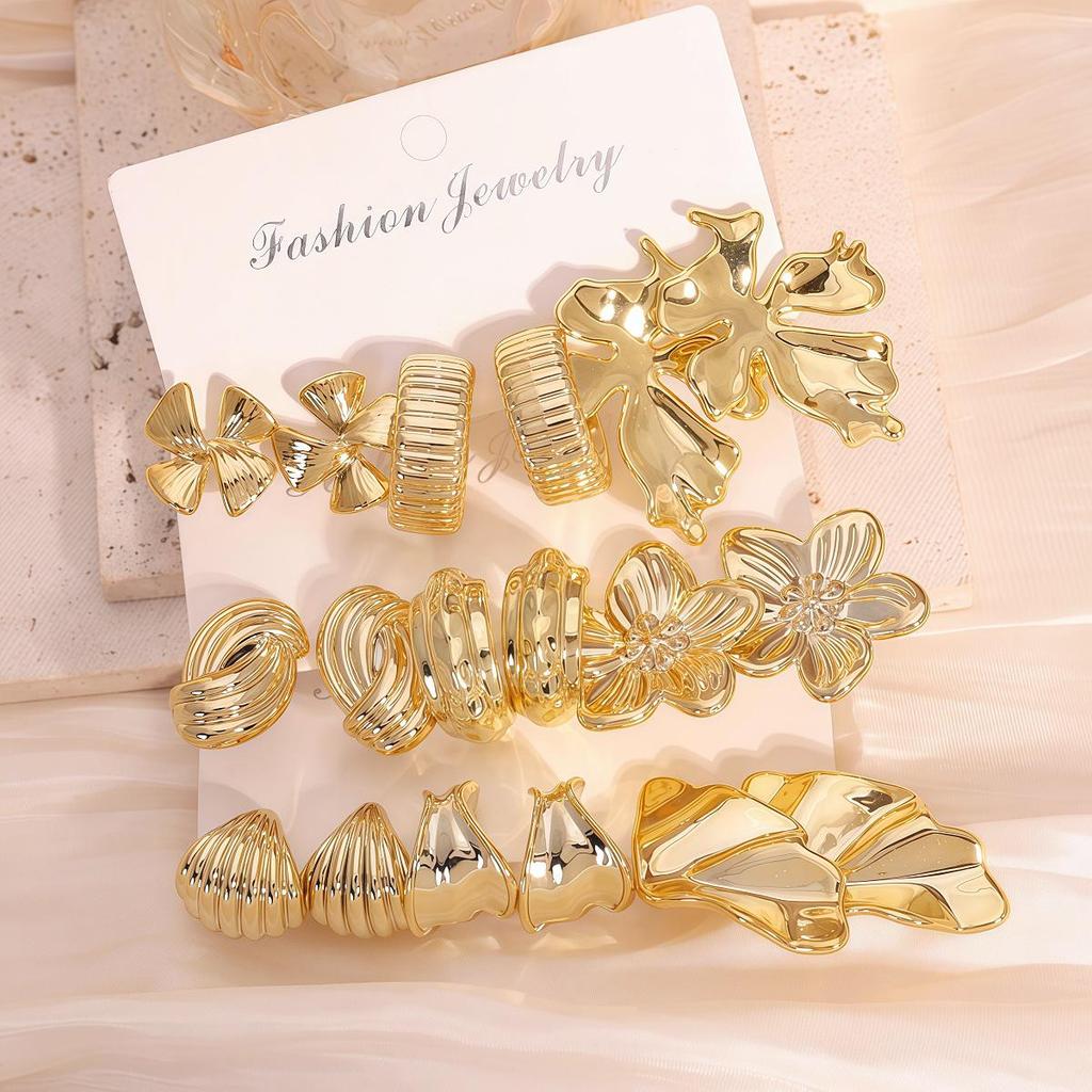European & American Fashion Trend: Gold Women's Earring Set - Versatile High-End Jewelry