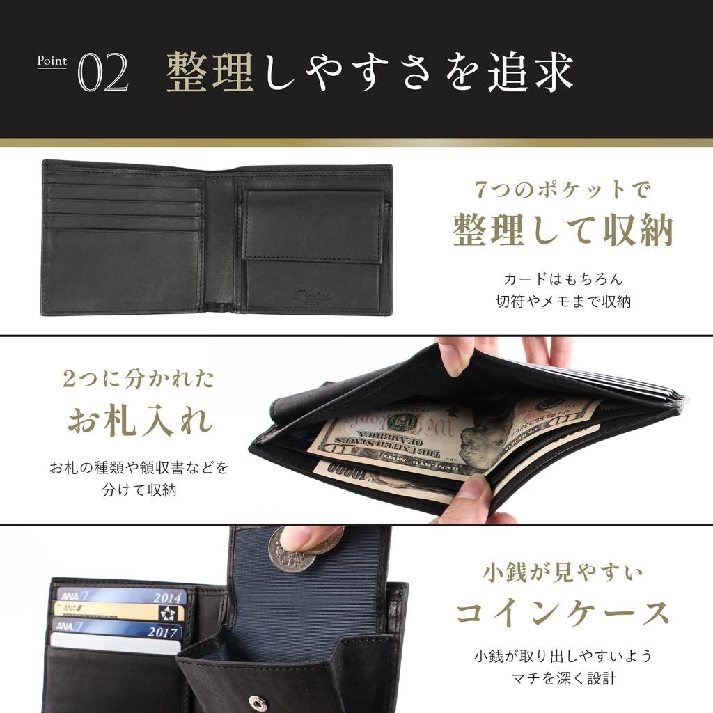 Genuine Popular Wallet with Coin Boosters Pueblo Slim Large Card and Bill Hortensia [Boosters] Bi-fold Wallet, Leather, Men's Pocket, Leather, Design,