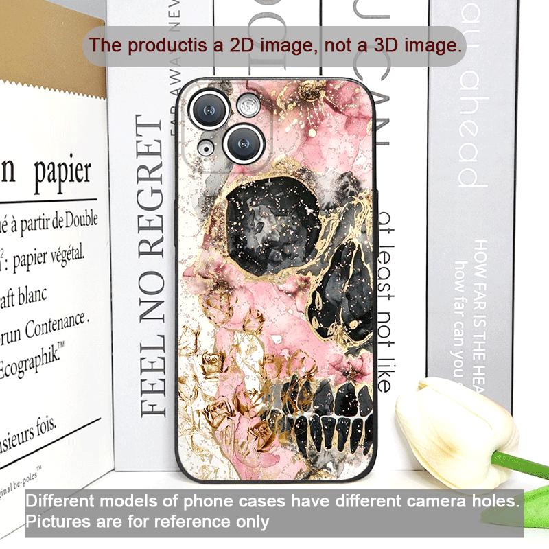 Retro Gothic Night Flower Skull Head Printed Phone Case for iPhone 17 16 12 11 14 Plus 13 14 15 Pro Max Mini X Floral Soft Cover