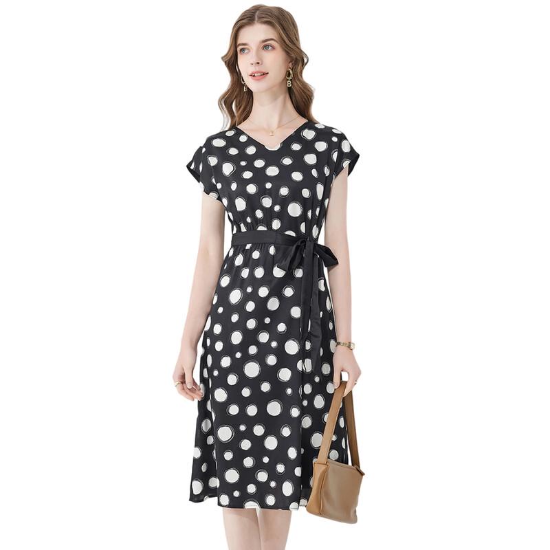 Hengyuanxiang Polka Dot Mulberry Silk Midi Dress