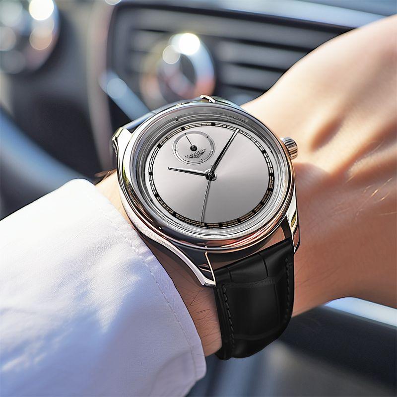Men Business Black Leather Quartz Watch Analog Wristwatch Birthday Gift