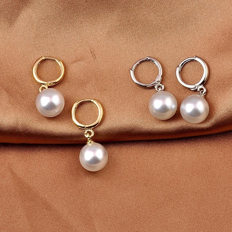 Nuovi Orecchini a Pendente con Perle Finte Bianche alla Moda per Donna Colore Oro Piccoli Cerchi Huggies Orecchini Gioielli da Matrimonio Regalo