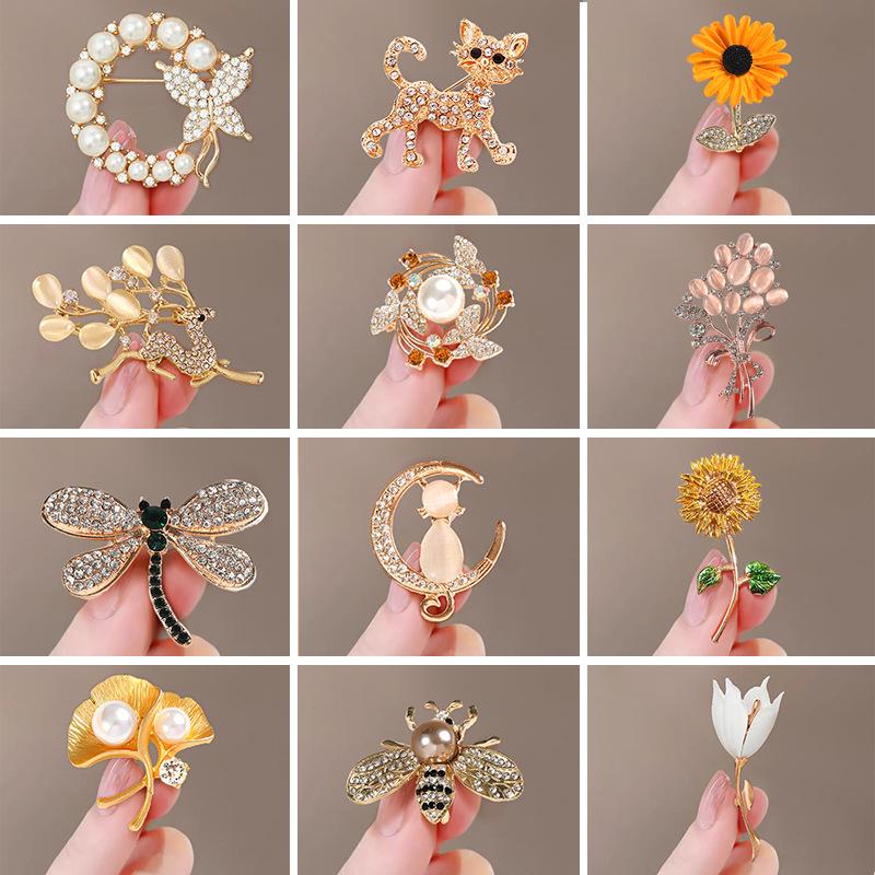 Wave Sunflower Diamond Brooch: Cute, High-End, Versatile Decorative Jewelry Pin