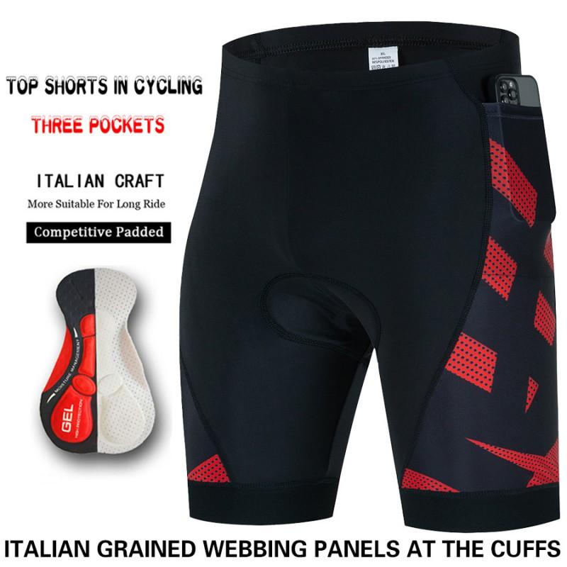 Mens Cycling Shorts With 3 Pockets Quick Dry Breathable Bike Outdoor Road Mountain Biking
