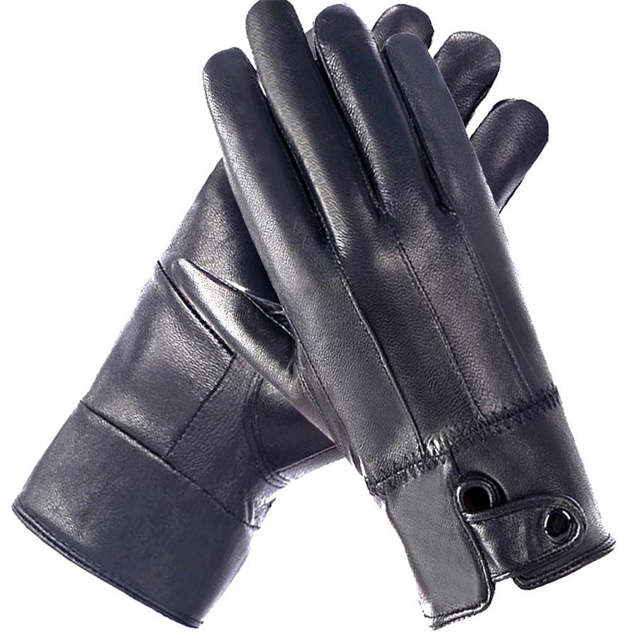 Men's Touchscreen Leather Gloves, Warm Fleece Lined Gloves for Driving & Business