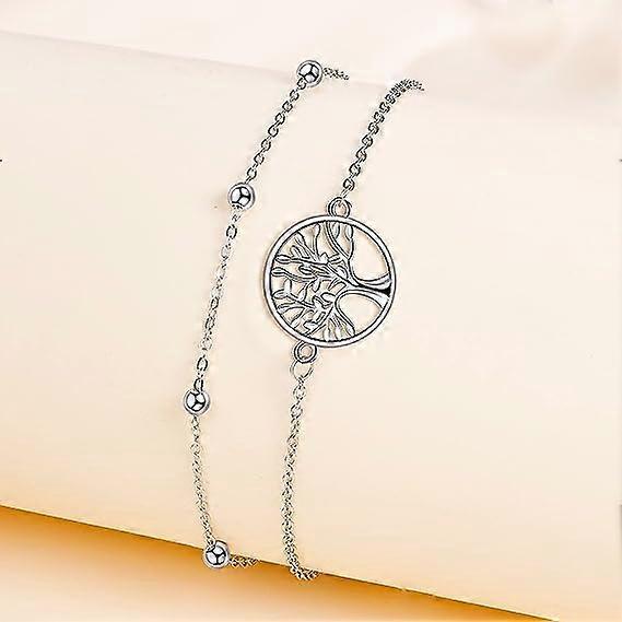 Dww-1 X 25cm Women's Bracelet Tree of Life 925 Sterling Silver Zirconia Adjustable Bracelet Gift for Women