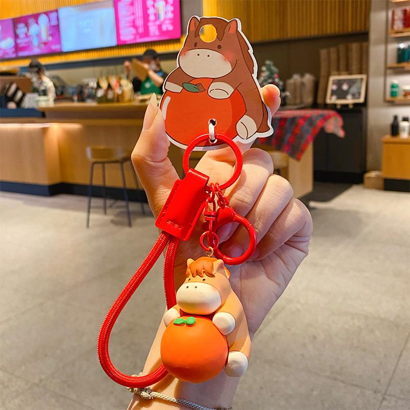2026 Jahr des Pferdes Maskottchen Schlüsselanhänger Niedlicher Cartoon Nationaler Trend Tierkreiszeichen Pferd Schlüsselanhänger Paar Rucksack Anhänger Neujahrsgeschenk