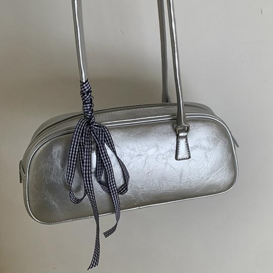 Women Single Shoulder Bag Faux Leather Waterproof Large Capacity Solid Color Casual Zipper Ladies Girls