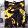 Pokemon Ash Neon Fire Effect Flannel Blanket Hot Anime Soft Warm Plush Throw for Sofa Bed Couch Cover Camping Travel Fans Gift