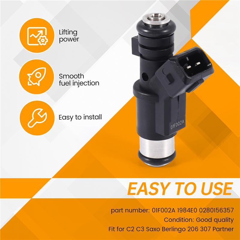 NEW-Fuel Injectors For Citroen C2 C3 Saxo Xsara Berlingo 206 307 1007 Partner 1.4 01F002A 1984E0 0280156357