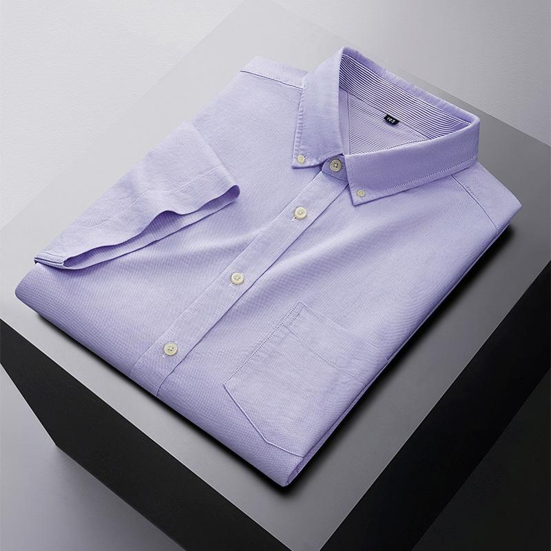 

First Wolf Large Size Men s Short Sleeve Shirt Business Casual Multi-Color Versatile Oxford Spinning Short Sleeve Shirt Fattened and Extended 7233*215/149 фіолетовий