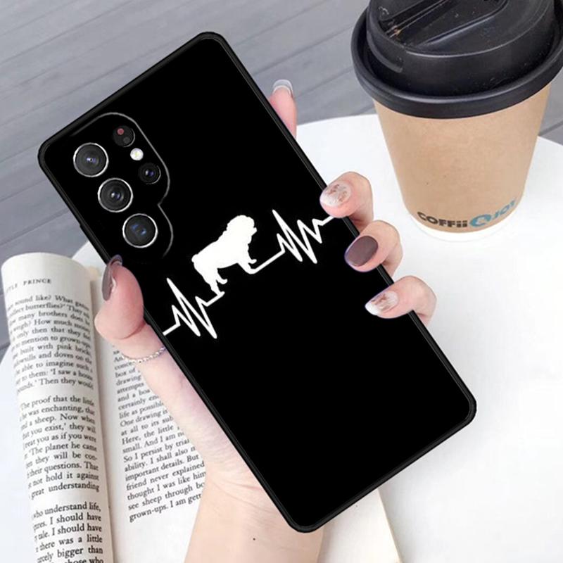 English Bulldog Heartbeat phone case Cover For Samsung Galaxy S24 S25 Ultra S21 S22 Ultra S10E Note 10 Plus Note 20 FE S23