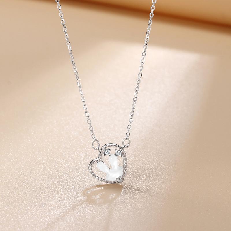 Sweetheart Cute Rabbit Necklace Female Fresh and Sweet Korean Exquisite Ins Style Fritillary Love Rabbit Pendant